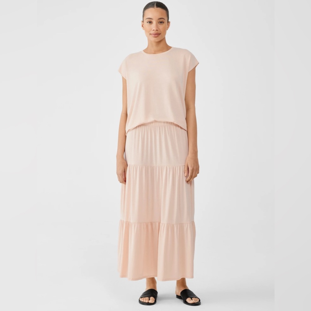 Eileen Fisher Fine Jersey Tiered Skirt  Easy Fit, Full Length Size 1X